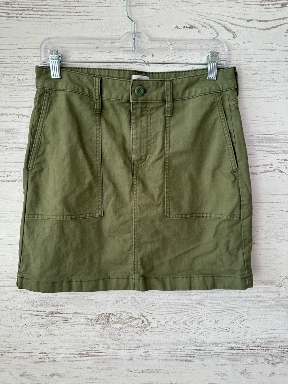 J. CREW Garment Dyed Utility Mini Skirt 4 Olive Green Linen Cotton Gorpcore